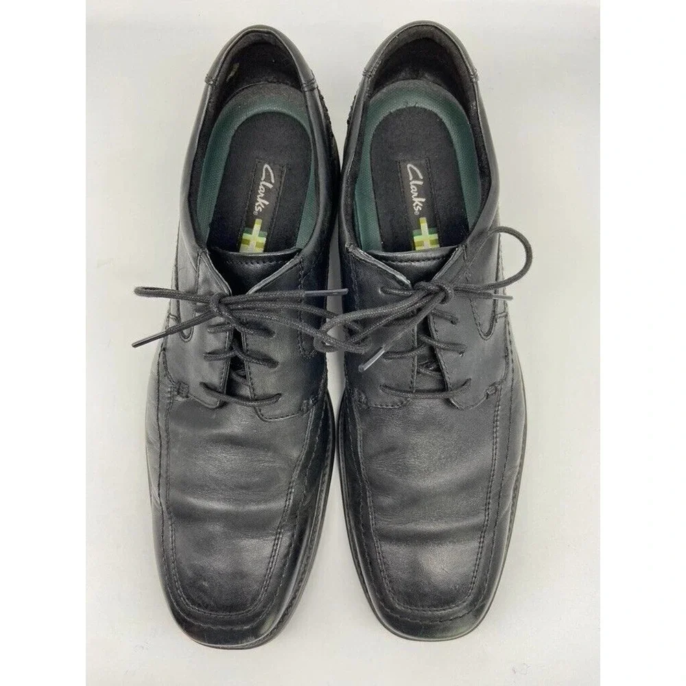 Clarks Shoes Mens Sz 11.5M Hommes Black‎ Leather Smart Extralight